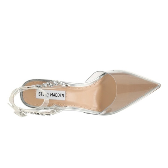 Steve Madden Vary Pointed Toe Heels Pumps Clear PVC Rhinestone  SZ 11 New - Picture 4 of 13